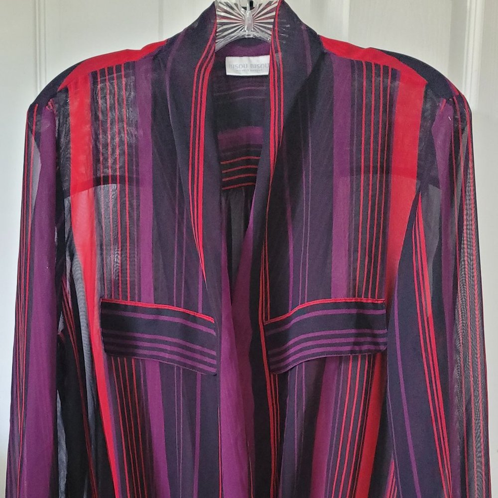 Sheer Striped Shirt High low Top Shirt blouse